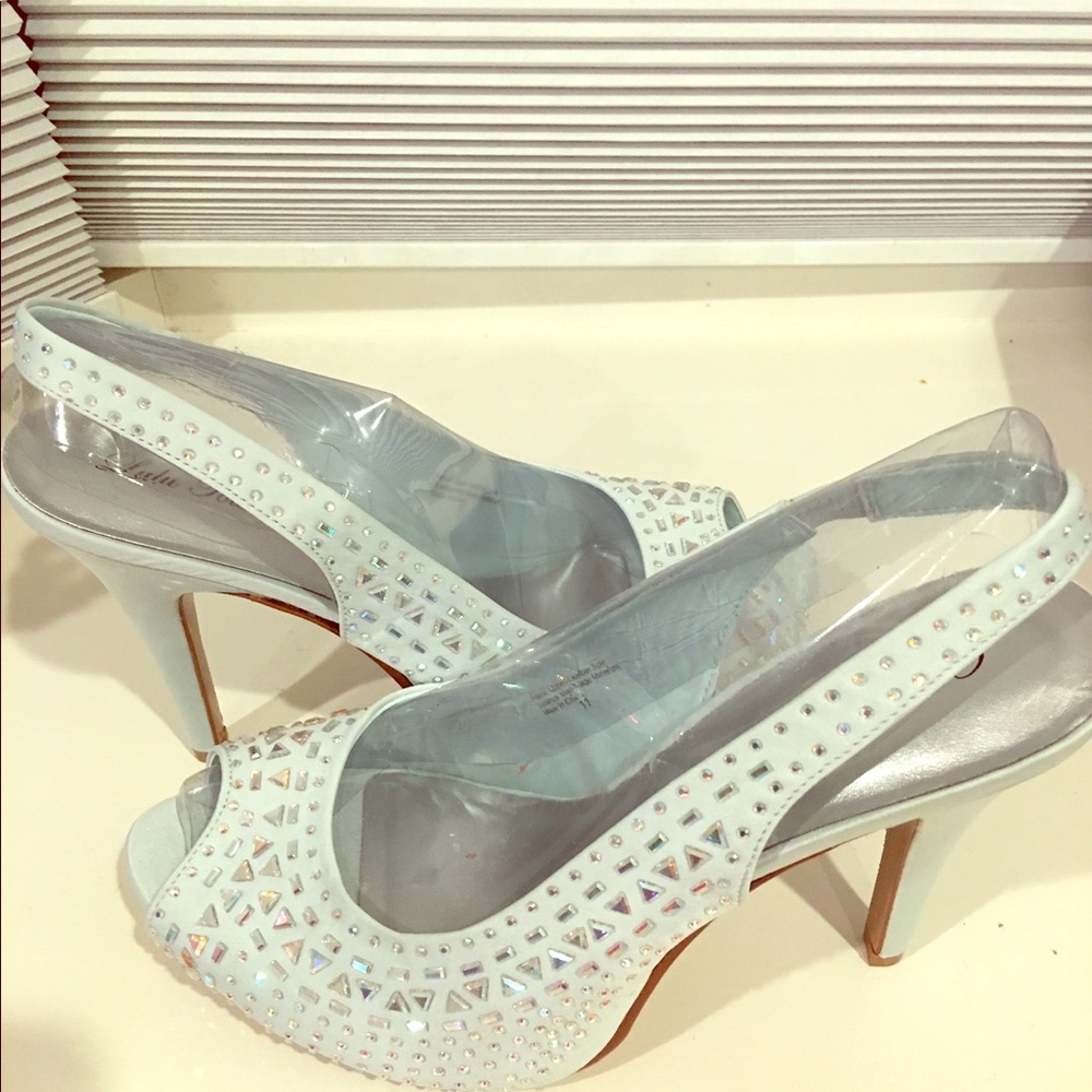 Lulu Townsend peeptoe blue mint size 11 sling back